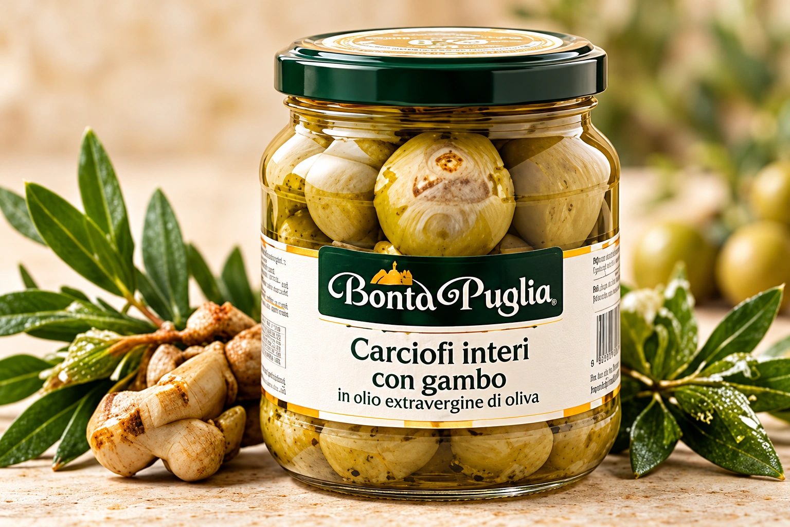 Carciofi interi con gambo, confezione dimostrativa Bontà di Puglia
