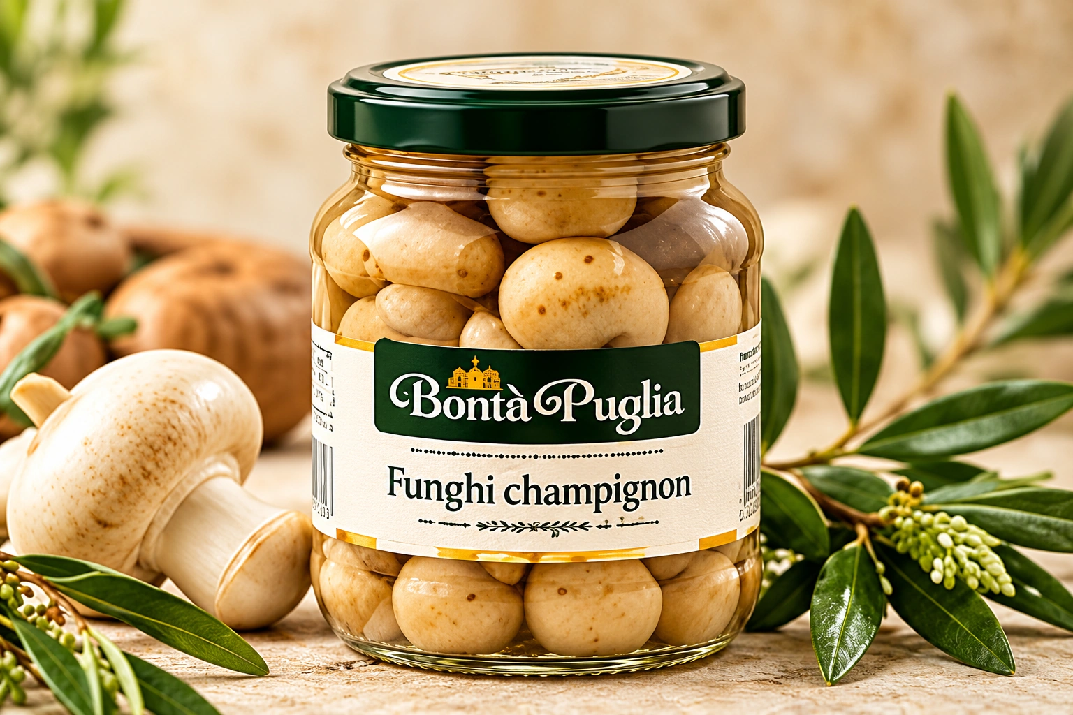 Funghi champignon, confezione dimostrativa Bontà di Puglia